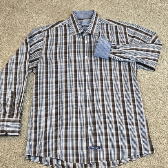 English Laundry Other - English Laundry Mens Size 16 1/2 34/35 Button Down Shirt‎ Brown Blue Plaid